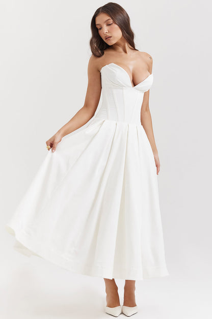 White strapless dress